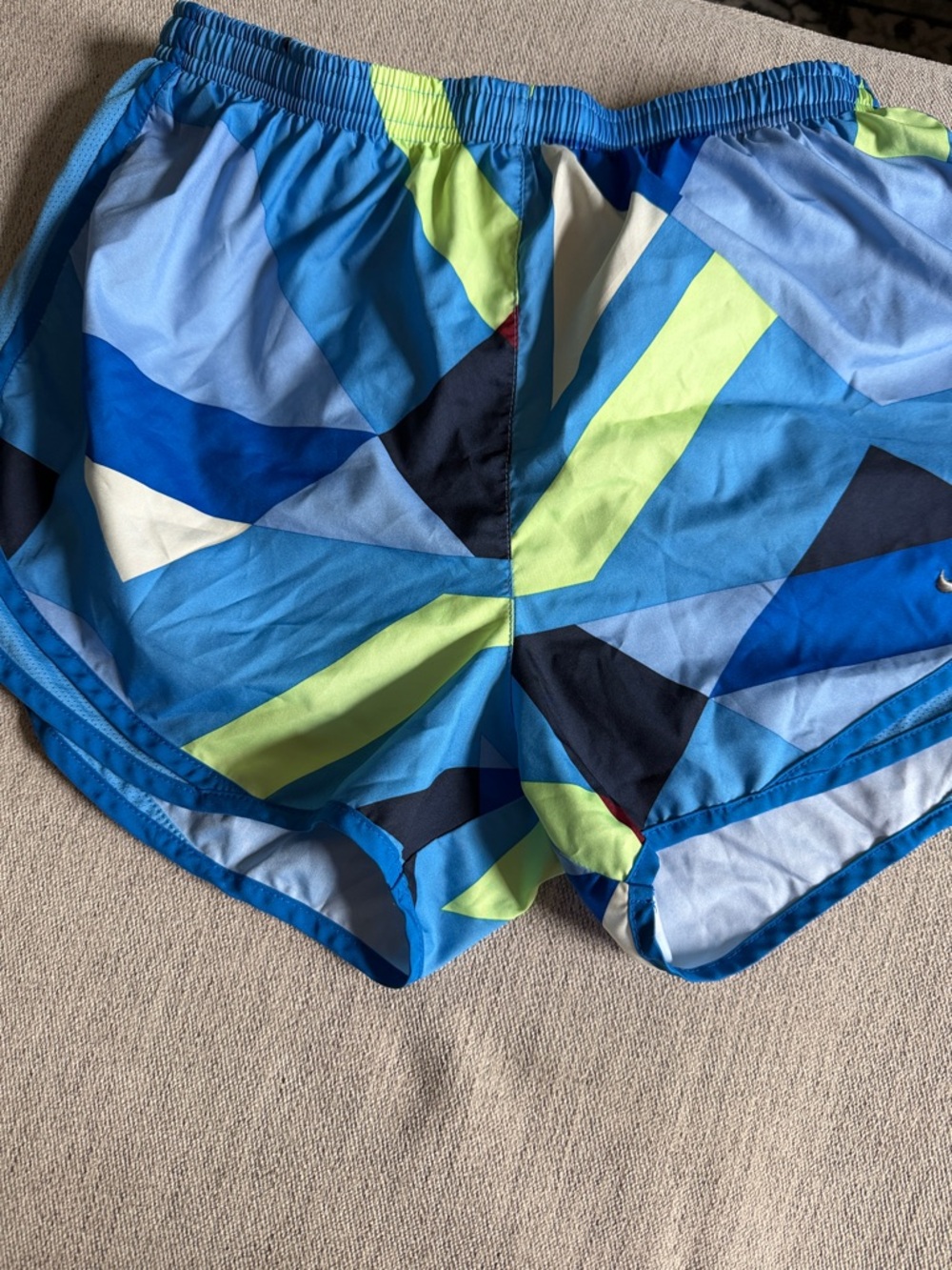 Nike Blue Multi-Tone Athletic Shorts with Silver Swoosh